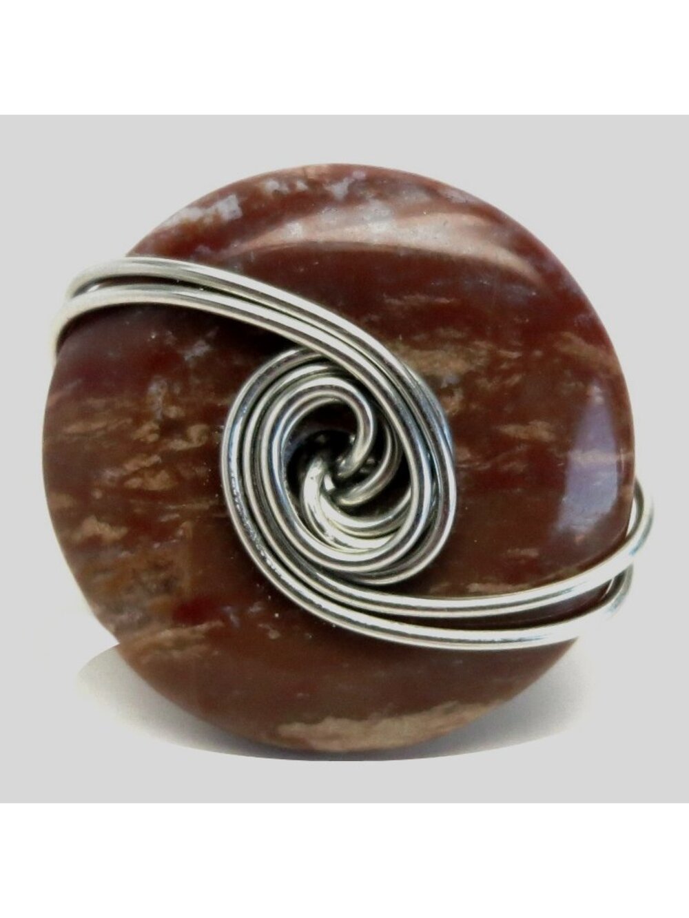 Red Jasper Ring Martian Sky Stone Silver Wrap Size 6.25 Chunky Boho Gemstone Jew